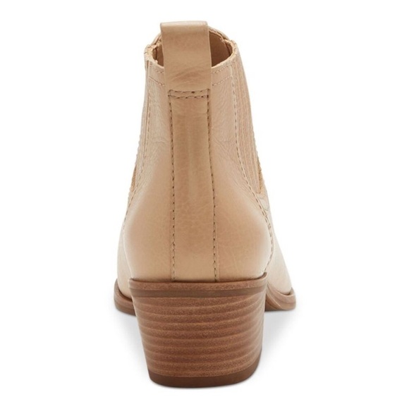 LUCKY BRAND Idola Beige Western Square Toe Stacked Heel Leather Booties 8 - Picture 3 of 16